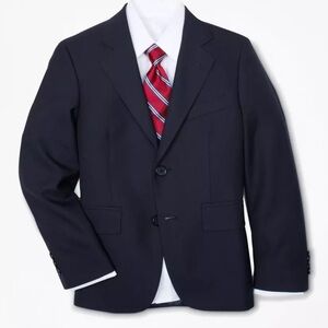 Brooks Brothers Boys Red Fleece Navy Blue Wool Blazer Size 8